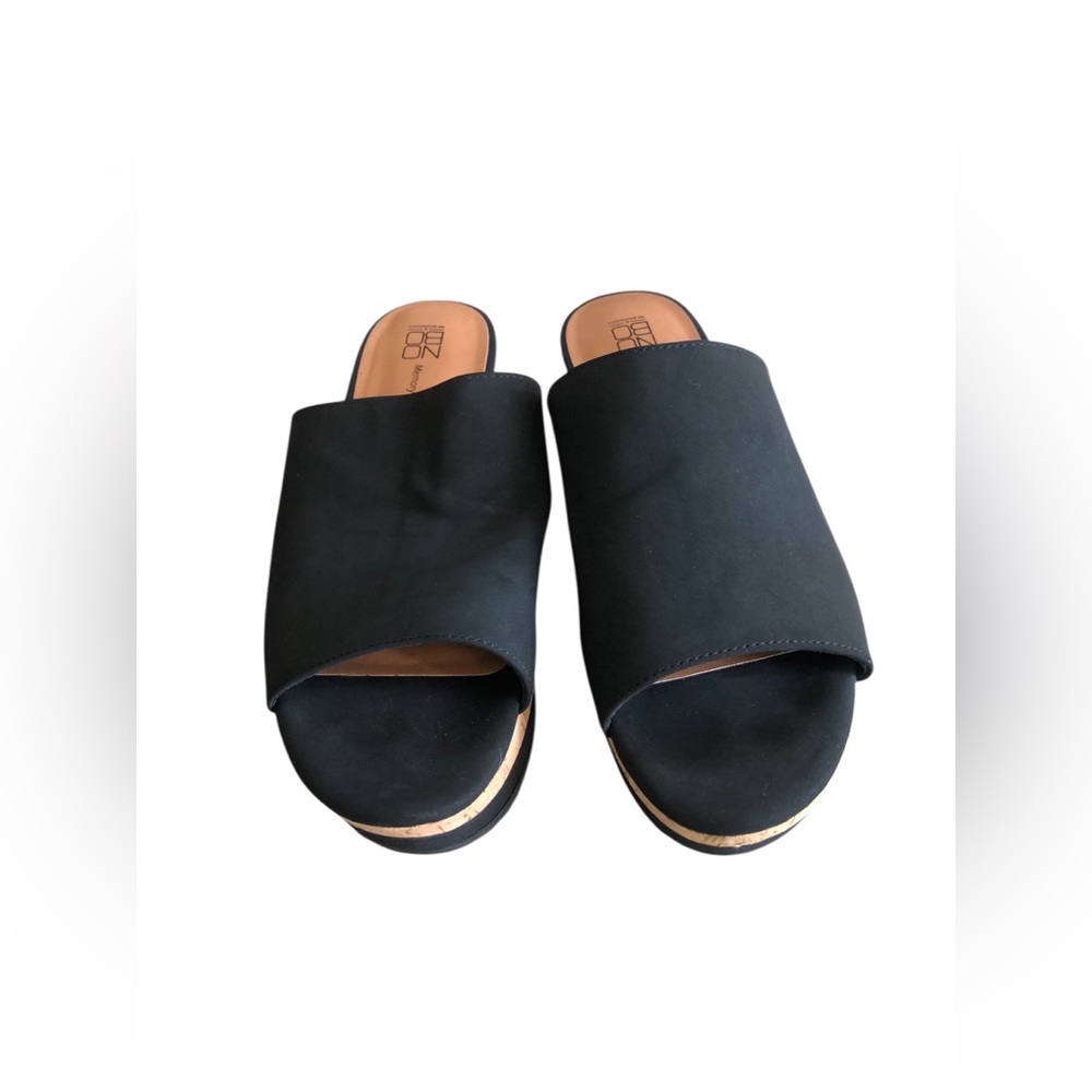 Black Mules with Cork Wedge - Picture 2 of 3